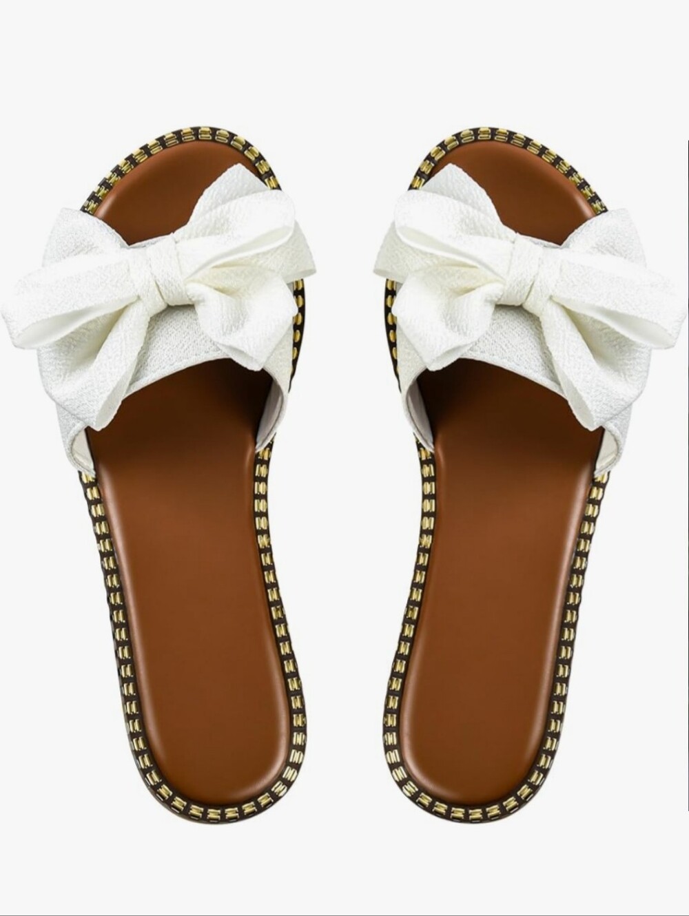 Women's Bow Knot Slides Open Toe Flat Sandals Summer Slip On Slippers